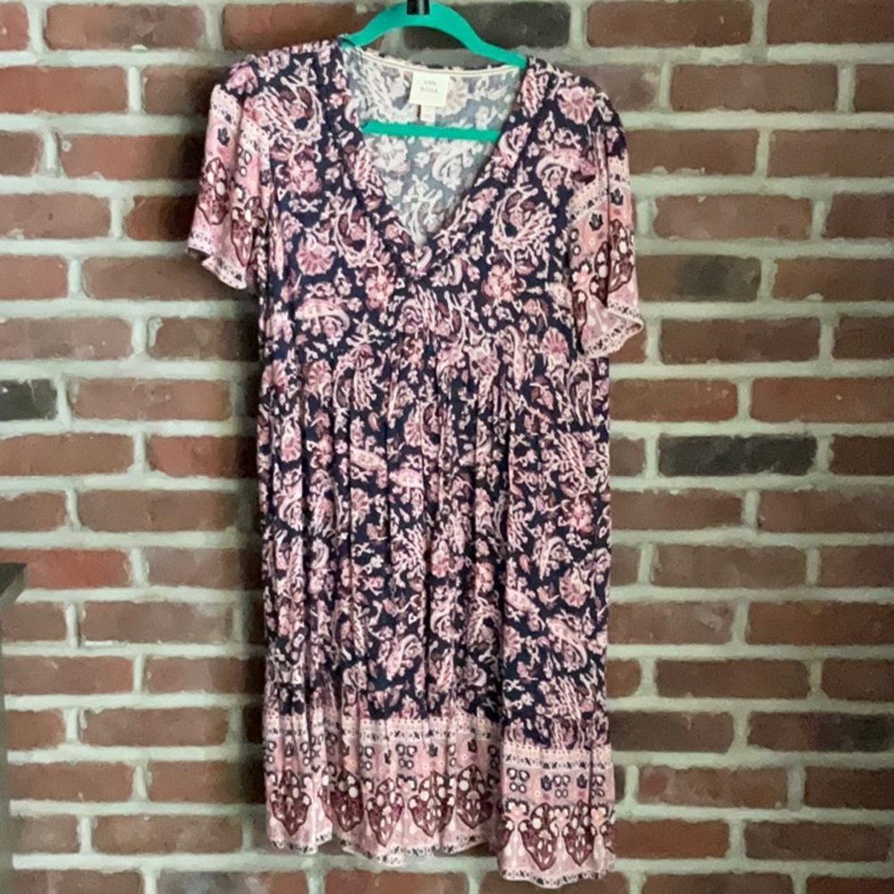 Knox Rose Navy and pink Paisley pattern shift dress